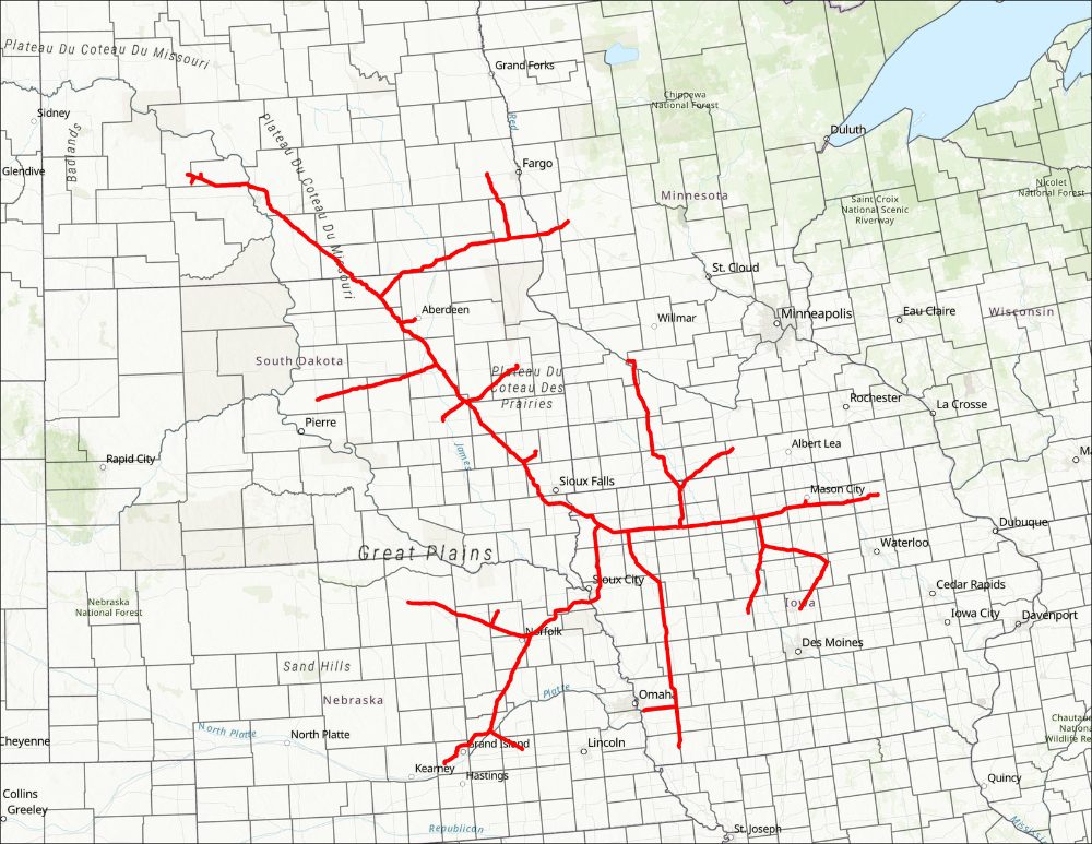 Summit Carbon Express CO2 pipeline network across the Midwest